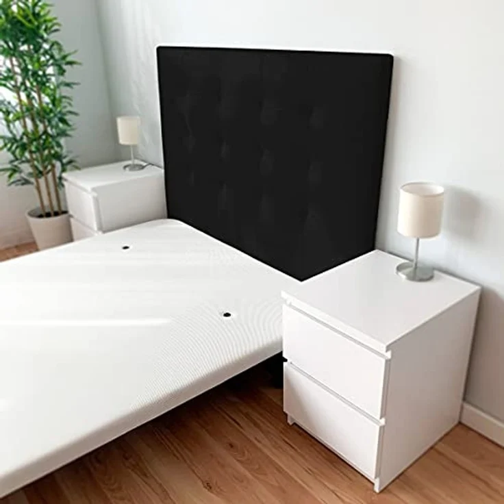 DUÉRMETE ONLINE Gepolstertes Kopfteil Paris | Bezug aus hochwertigem Kunstleder | Maße 160 x 120 cm 150 cm, Holz, Schwarz, 100 x 120 cm (Bett 90 cm) – Bild 2