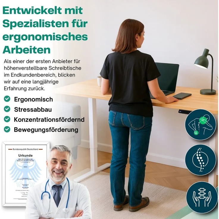 Albatros höhenverstellbares Schreibtisch Tischgestell elektrisch | LIFT S5 Weiß | Gestell, Tischbeine, Tischfüße Metall | Display | 120Kg belastbar – Bild 9