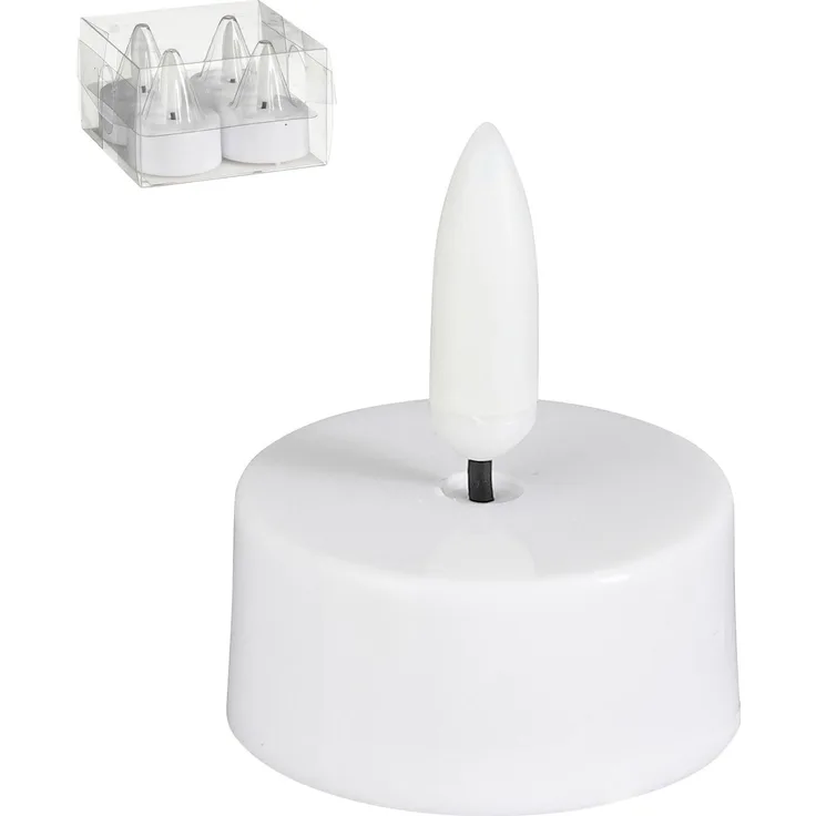 Mica Decorations LED Teelicht weiß Ø 4 x 5 cm warmweiß - 4 Stk.