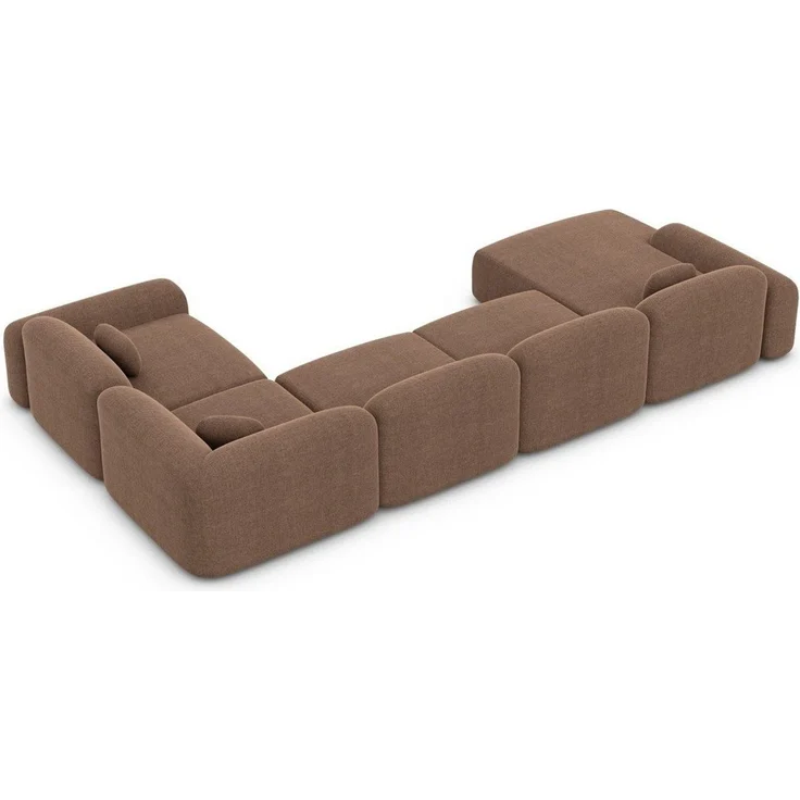 Sofa Dreams Wohnlandschaft Barcelona U Form Stoffsofa 6-Sitzer, Lounge Couch Strukturstoff Braun Ottomane links – Bild 4