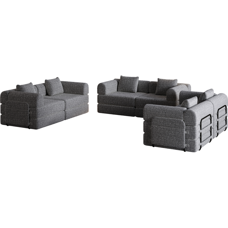 ZUBALIYA SchlafSofa mit LED - Beleuchtung, mit Ablageflächen, mit Chenille - Bezug, mit Samtbezug, mit breiten Armlehnen – Bild 4