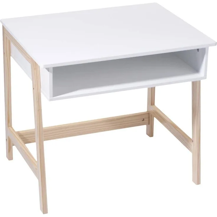 Atmosphera Créateur d'intérieur, Kindertisch aus Holz - weiß, Naturholz,58 x 46 x 52
