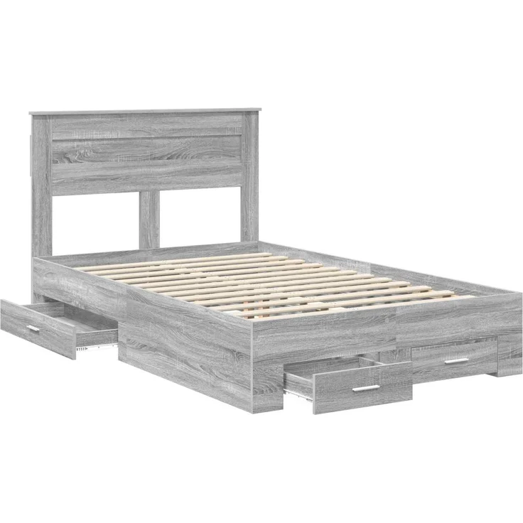vidaXL Bettrahmen Graues Sonoma 120 x 190 cm Holzwerkstoff 3410008 – Bild 4