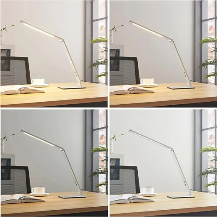Lucande LED-Schreibtischleuchte Nicano, grau, dimmbar mit vierstufiger Helligkeitseinstellung und flexibler Ausrichtung – Bild 4