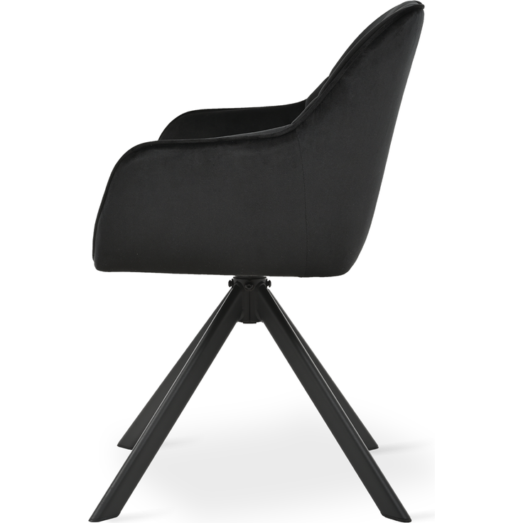 GOEURVANT 1437 Esszimmerstühle 2er-Set mit Armlehnen, 360° Drehbar, Samt - Schwarz – Bild 4