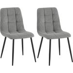 CLP 2er Set Esszimmerstuhl Tilde gepolstert mit Rückenlehne bis 150 kg belastbar,grau Cord