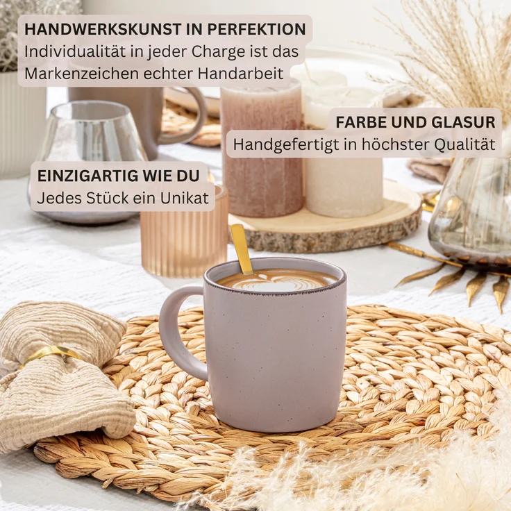 SÄNGER Steingut Kaffeebecher Bombay Basalt 4 teilig – Bild 5