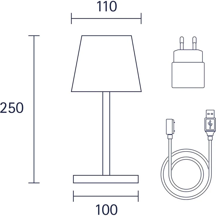 LED Tischleuchte, kirschrot, Aluminium, Touchdimmer, Akku, H 25 cm – Bild 8