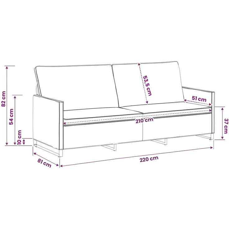 vidaXL 3-Sitzer Sofa Dunkelgrau 220 x 81 x 82 cm Kunstwildleder 42041005 – Bild 8
