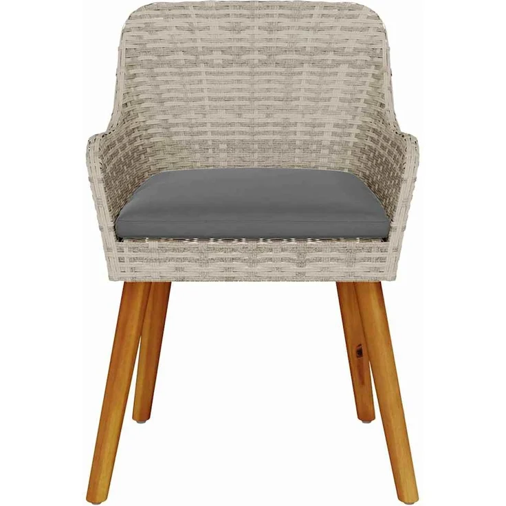 Gartenstuhl EGOS 2er Set Poly-Rattan 62,5x55x82 cm mit Polster Hellgrau | Gartenstuhl Rattan Outdoorstühle Balkonstühle – Bild 6