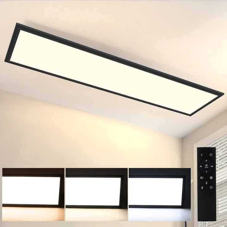 Nettlife LED Panel Deckenleuchte Schwarz Dimmbar -120 x 30 cm flaches, LED fest integriert, Warmweiß Neutralweiß Kaltweiß, Wohnzimmerlampe Küche Schlafzimmer Flur – Bild 5