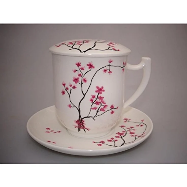 TeaLogic Tasse Cherry Blossom, Porzellan, Spülmaschinengeeignet, Weiß, Kirschblüten, H: 10.5cm – Bild 1