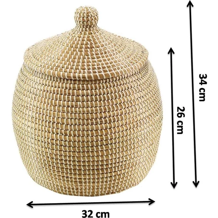 Kobolo Aufbewahrungskorb Schlangenkorb aus Seegras/Kunststoff natur D 32 cm – Bild 6