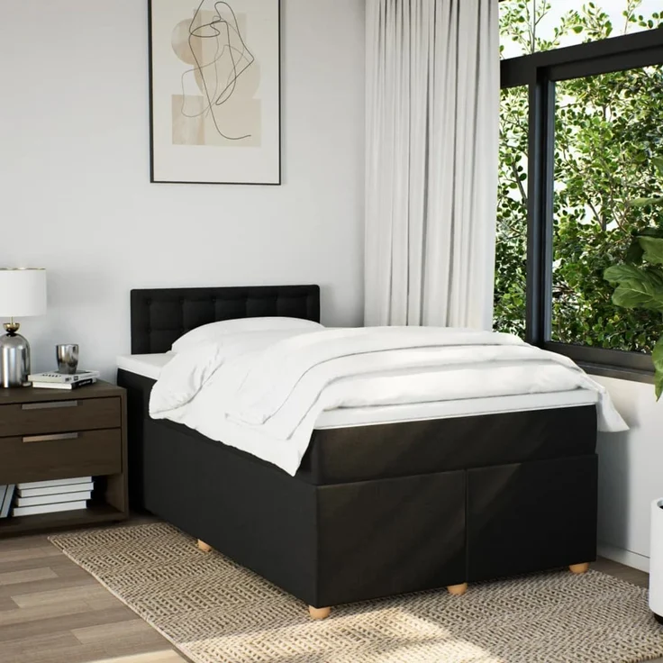 vidaXL Boxspringbett mit Matratze Schwarz 120x190 cm Stoff 3288935 – Bild 4