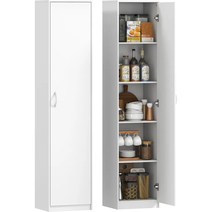 HOMCOM Küchenschrank, MDF, Weiß, 40L x 35B x 180H cm