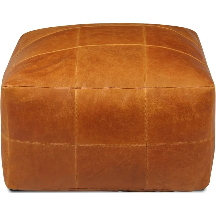 Pouf Anneta aus Leder 75x75 cm, Cognac – Bild 4