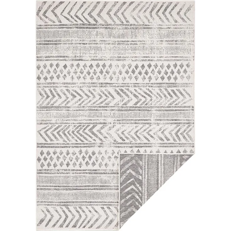 In- & Outdoor Wendeteppich Biri Grau Creme - 80x150x0,5cm