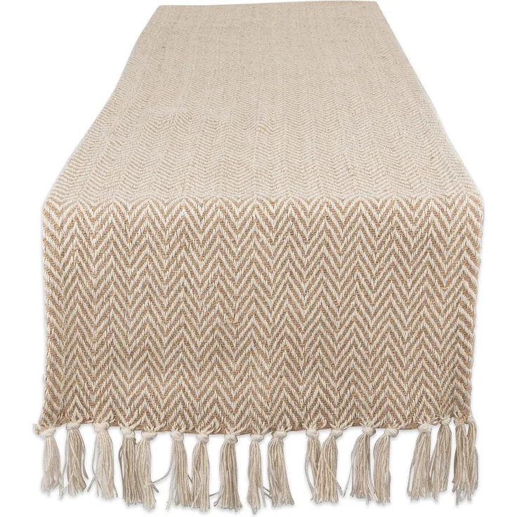 DII Woven Basic Tabletop Collection, Chevron-Tischläufer, 38x274 cm, Stein