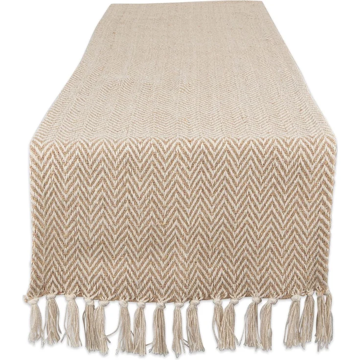 DII Woven Basic Tabletop Collection, Chevron-Tischläufer, 38x274 cm, Stein