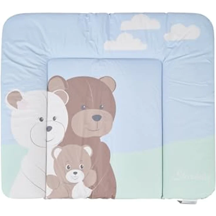 Sterntaler Wickelunterlage Familie Bär aus pflegeleichtem, abwischbarem Material, weich gepolstert für den Wickelbereich, hygienisch und alltagstauglich, 72 × 85 × 5 cm – eisblau – Bild 2
