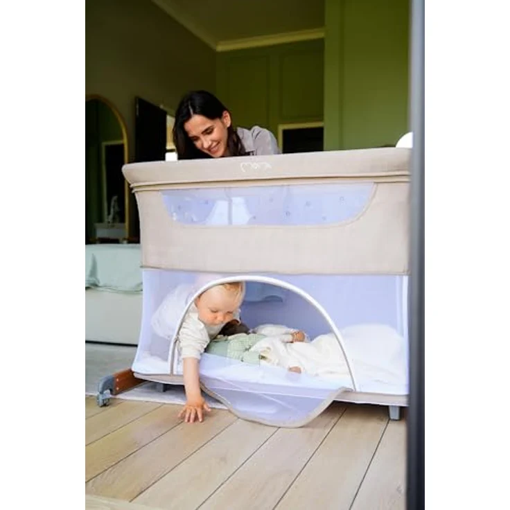 MoMi SMARTBED 4-in-1 Kinderbeistellbetten bis 15 kg, Beistellbett für Babys mit Matratze, Höhenverstellbar – Bild 13