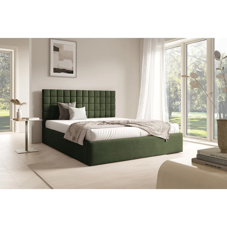 MEBLINI Polsterbett 180x200 mit Lattenrost ohne Matratze – BALEARO – Grün Samt – Doppelbett mit Bettkasten - Stauraumbett - Kopfteil Bett mit Stauraum – Bild 1