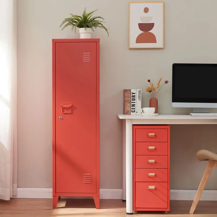 Einzelspind Kurikka 137x38x38 cm Rot [en. casa] – Bild 2
