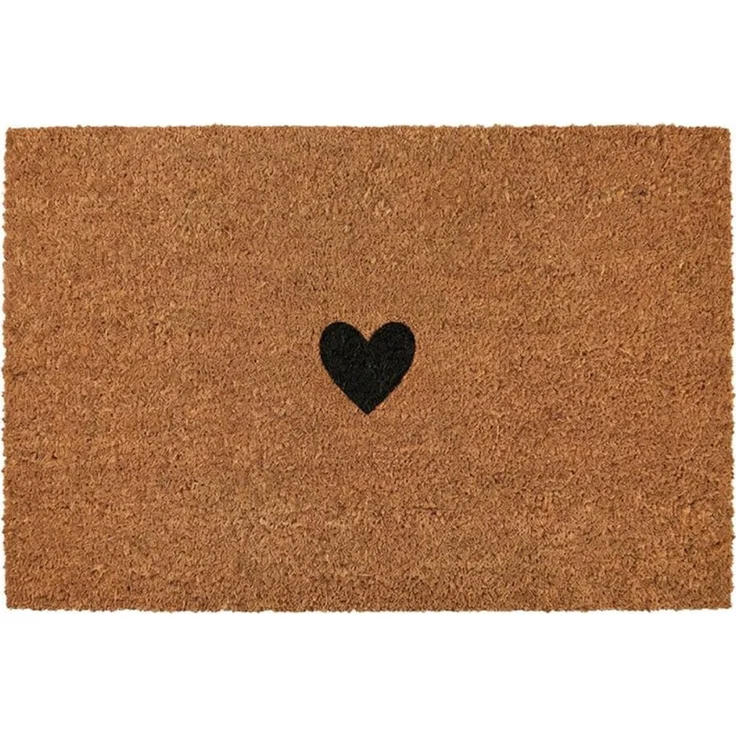 Clayre & Eef Fußmatte Fußmatte LOVELYN natur schwarz mit Herz Türmatte 75x45cm – Bild 1