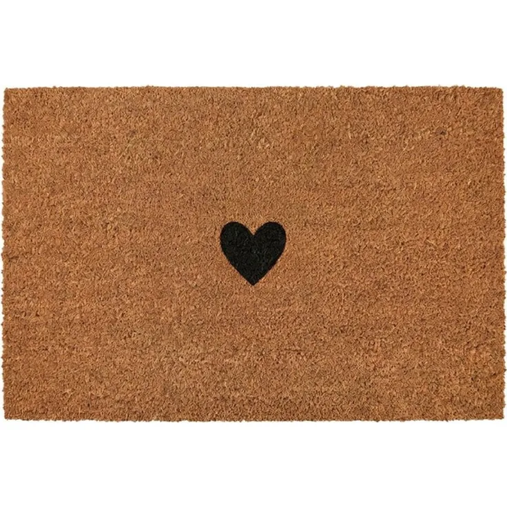 Clayre & Eef Fußmatte Fußmatte LOVELYN natur schwarz mit Herz Türmatte 75x45cm