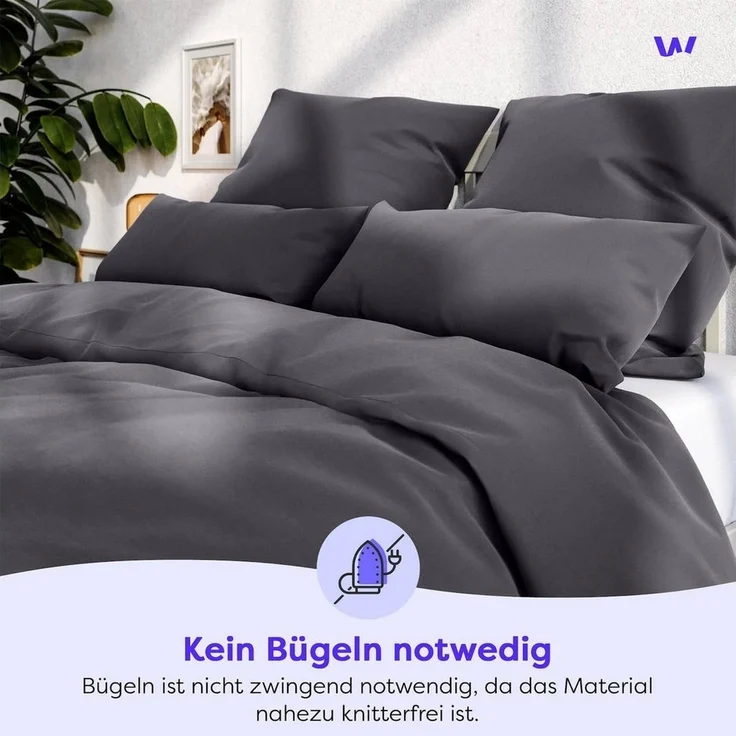 Wolkenfeld Kissenbezug Mikrofaser Kissenbezug - Allergiker Kopfkissenbezug - unfassbar weich, Größe 80x80, 40x80 und 70x90 cm I versteckter Reißverschluss – Bild 3