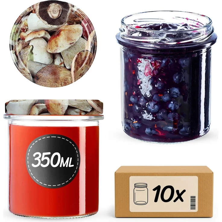 KADAX 10x Glas 350ml Glasgläser für Konserven, Marmelade, Honigkapseln Fi82 – Bild 1