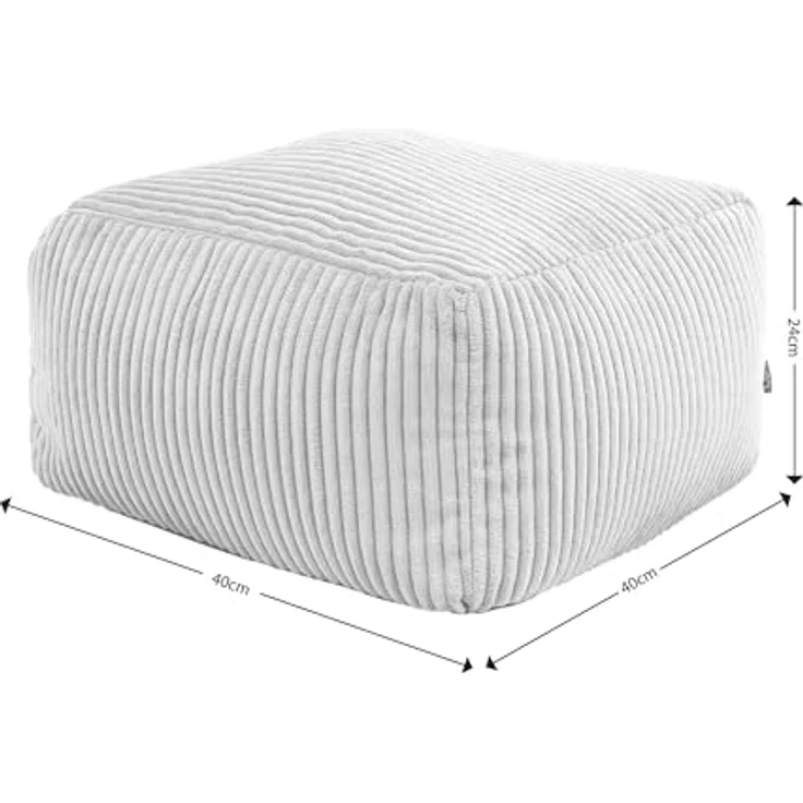 Icon Amara Hocker, Mokkabraun, Flauschiger Cord Stoff, Sitzsack Cord, Sitzpuff Hocker mit Füllung, Fußhocker für das Wohnzimmer, Deko Wohnzimmer – Bild 4