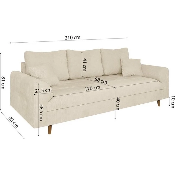 S-Style Möbel Polstergarnitur 3+2 Kristian mit Holzfüßen im skandinavischen Stil aus Chenille-Stoff, (1x 3-Sitzer-Sofa, 1x 2-Sitzer-Sofa), mit Wellenfederung – Bild 4