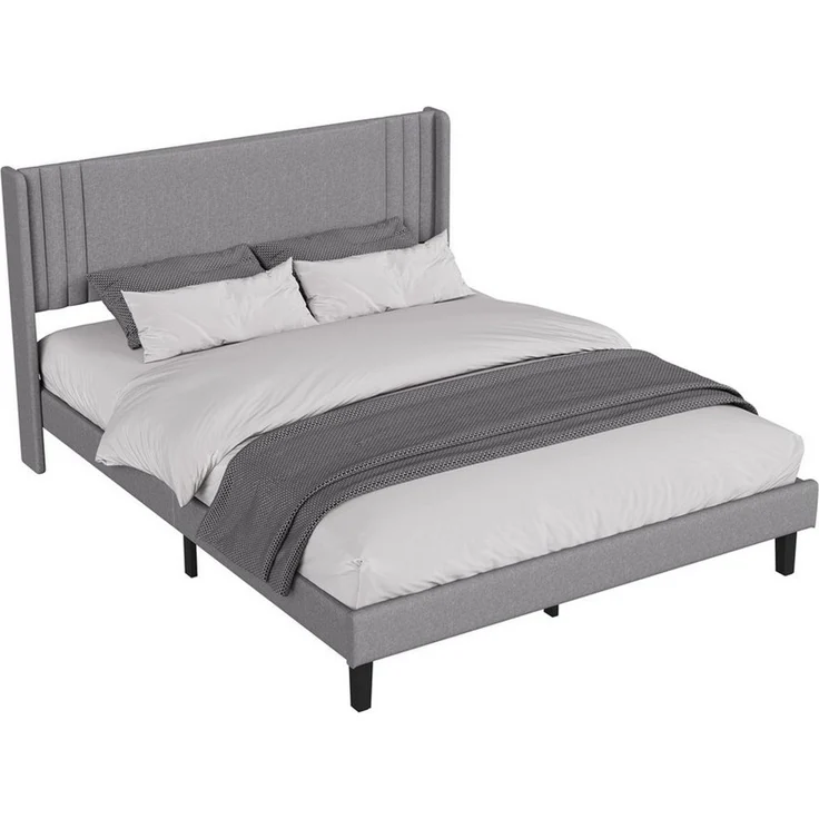 PXloue Polsterbett Daybett Jugendbett, Leinen Polsterbett, mit Lattenrost, hohem Kopfteil, 140x200 cm – Bild 2