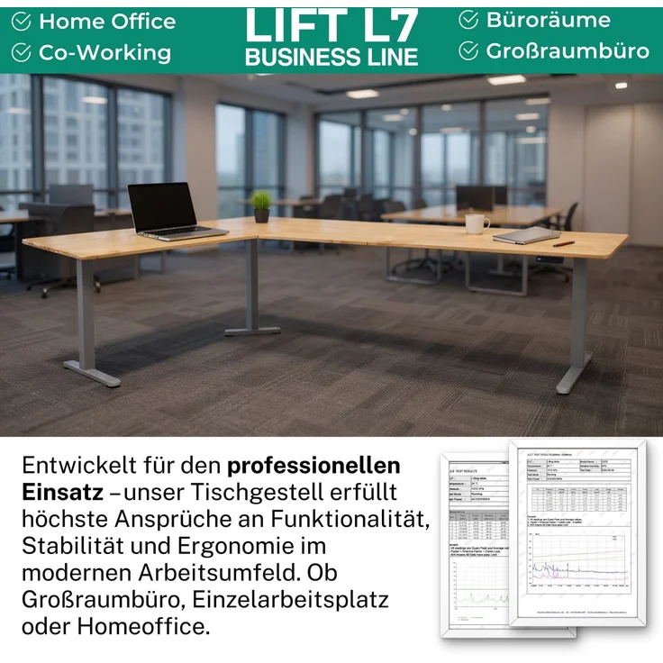Albatros LIFT L7S Gestell für Eckschreibtisch Höhenverstellbar Elektrisch silber - Winkelschreibtisch Memoryfunktion, - Schreibtischgestell Höhenverstellbar und Stufenlos – Bild 5