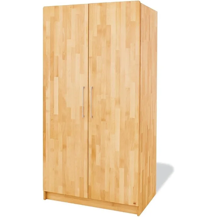 Pinolino 'Natura' 2-trg. Kleiderschrank, natur, mit 2 Kleiderstangen und 6 Ablagefächern
