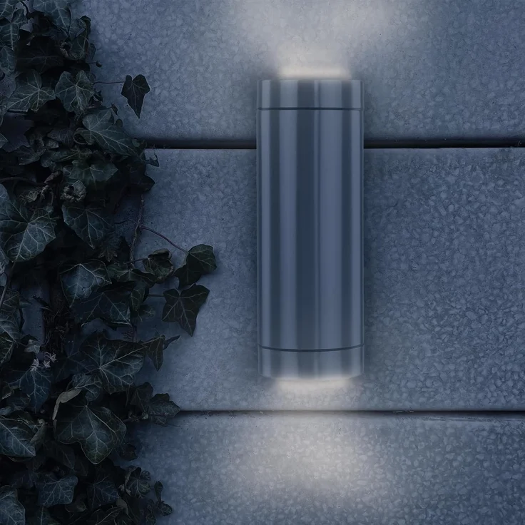 Grafner Außen-Wandleuchte Wandlampe Edelstahl Leuchte Lichtschein Up Down Oben Unten, ohne Leuchtmittel, Maße: ca. 10,5 cm x 7,6 cm x 21 cm – Bild 5