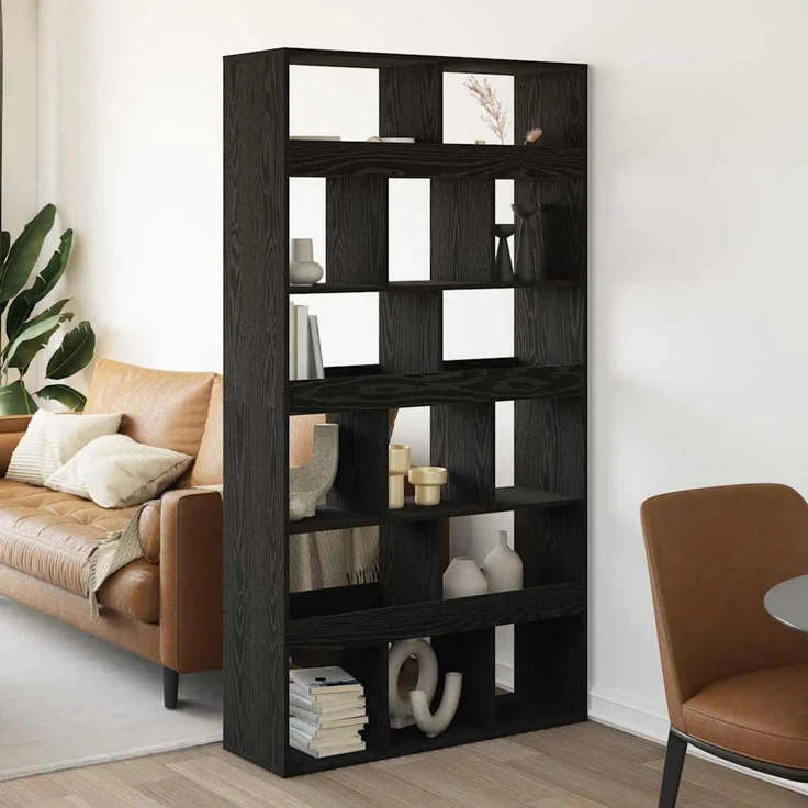 vidaXL Bücherregal 2 pcs Schwarz Eichen-Optik 100 x 33 x 187,5 cm 3345125 – Bild 4