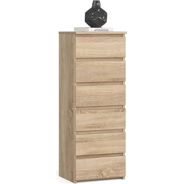 Home Collective Kommode 40 cm breit Holz Highboard Sideboard für Flur Schlafzimmer Wohnzimmer (Mehrzweckschrank Schrank schmal Kommode Schlafzimmer mit Schubladen), mit sechs Schubladen 10 cm hoch viel Stauraum, sonoma – Bild 2