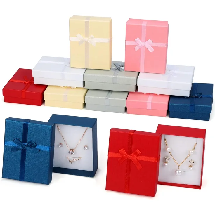 Kurtzy Geschenkbox Schmuck Geschenkbox Set 12 Stück 8,5 x 6,5 x 2,5 cm 6 Farben, Schmuck Geschenkbox 12 Stück 8,5 x 6,5 x 2,5 cm 6 Farben