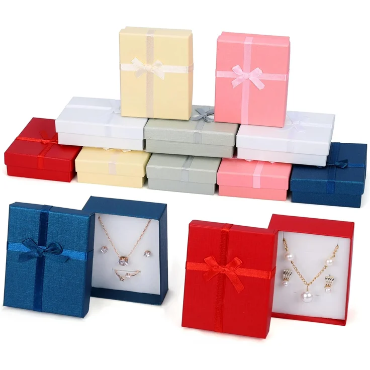 Kurtzy Geschenkbox Schmuck Geschenkbox Set 12 Stück 8,5 x 6,5 x 2,5 cm 6 Farben, Schmuck Geschenkbox 12 Stück 8,5 x 6,5 x 2,5 cm 6 Farben – Bild 1