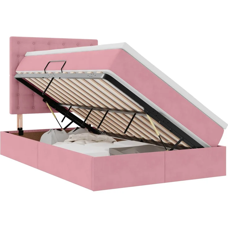 vidaXL LED-Speicherbett mit Matratze Rosa 120 x 200 cm Samt 3372782 – Bild 2