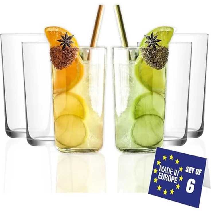 LAV Gläser-Set Assos Longdrinkglas, 6-tlg, Glas, 6er Set, 490ml, ideal für Longdrinks, Cocktails, Limonade – Bild 1