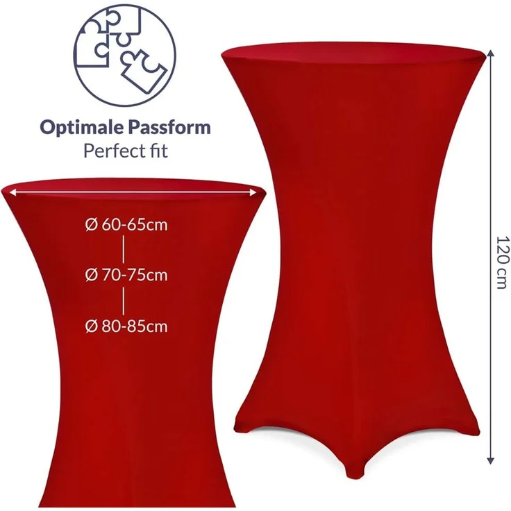 DETEX® Stehtischhusse Rot 60-65cm Verstärkter Fußbereich 30°C Waschbar Stehtisch Hussen Stretch Tisch Überzug Hochzeit – Bild 7