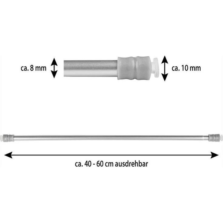 Bestlivings Klemmstange mit Schraubtechnik ausziehbar, kein Bohren und kein Kleben Silber chrom matt 40-60 cm (4er Pack) – Bild 2