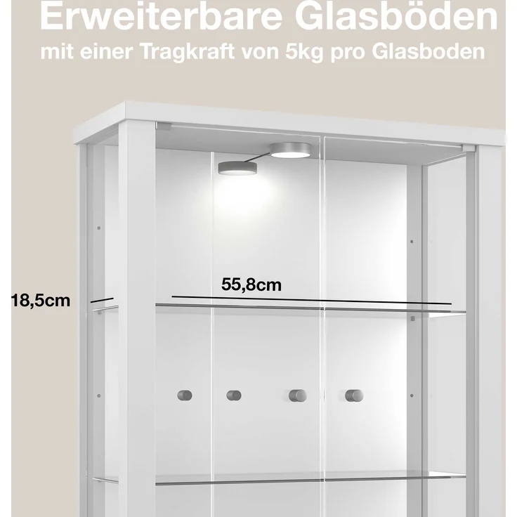 K-Möbel Hängevitrine C1013 (Glasvitrine (80x60x25 cm) mit 2 Glastüren) – Bild 5