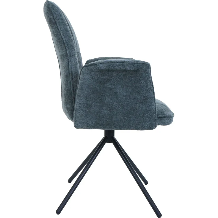 6er-Set Esszimmerstuhl HWC-N99, drehbar Armlehne Auto-Return, Stoff/Textil Chenille (340g/m²) ~ blau-grün – Bild 8
