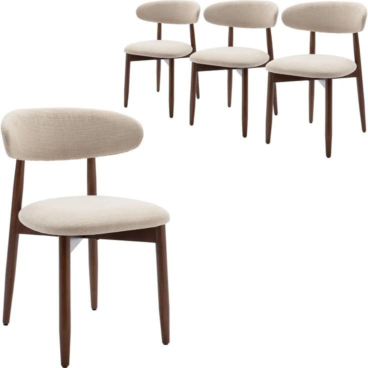 COLAMY Esszimmerstühle 4er Set, Polsternder Stühle Esszimmer mit Rückenlehne, Moderne Küchenstühle Gepolstert, Stoff Dining Chairs mit Back und Holzbeinen für Esszimmer, Küche, Restaurant, Beige