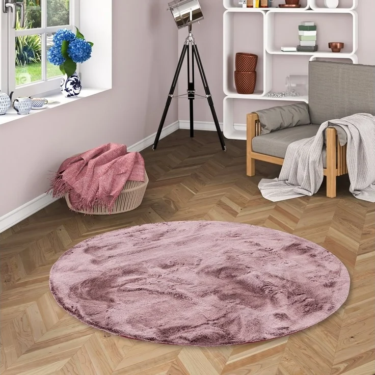Pergamon Fellteppich Fellteppich Luxus Super Soft Plush Rund, Rund, Höhe: 25 mm – Bild 5