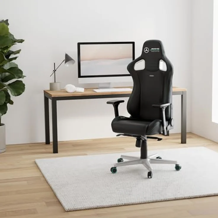 noblechairs Epic Gaming Chair, Bürostuhl Ergonomisch, Schreibtisch Stuhl, Gaming Stuhl, PU Leder Hybrid Bezug, Belastbarkeit 120, Mercedes AMG Petronas, Formula One Team 2021 Edition – Bild 3